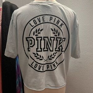 PINK Teal Cropped T-Shirt